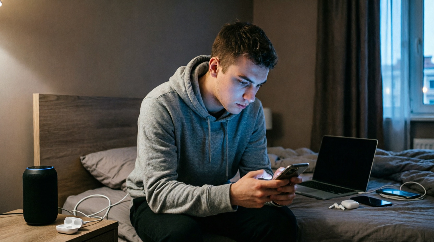 мужчина сидит в интернете